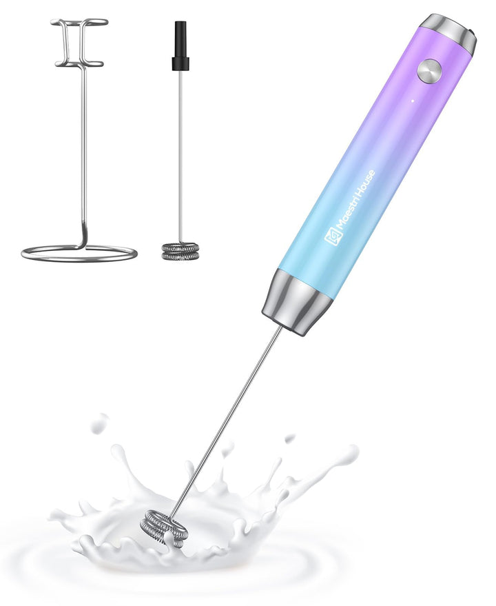 MaestriHouse wiederaufladbarer Milchaufschäumer, tragbar, elektrisch, wasserdicht, abnehmbarer Edels