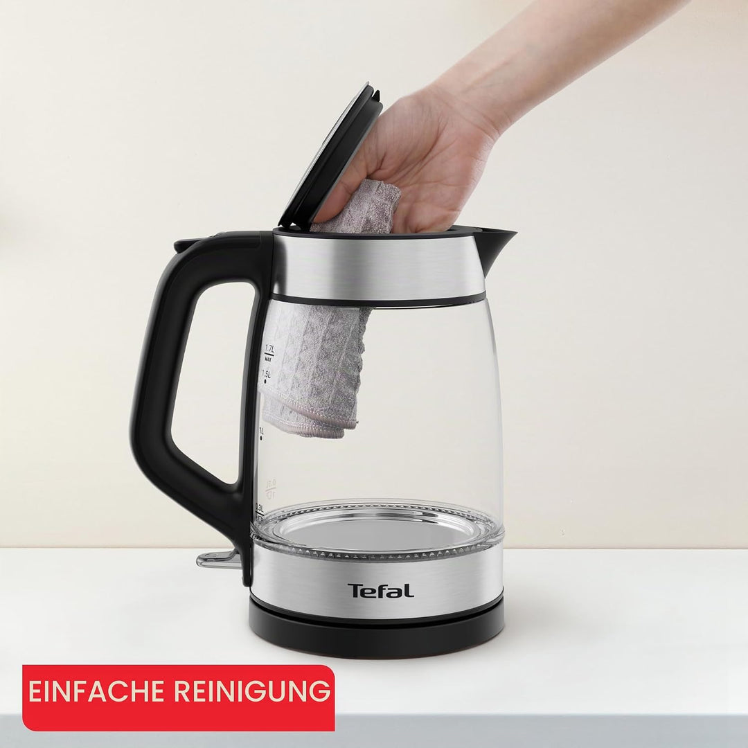 Tefal KI6058 Glas Wasserkocher Wasserkocher Messstreifen 1,7 Liter Fassungsvermögen Leicht zu reinig