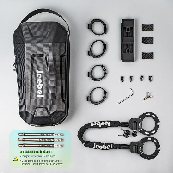 3/4/5L E Scooter Tasche & 90cm ø7mm Handschellenschloss, Grosse Kapazität Lenkertasche mit Schnellve