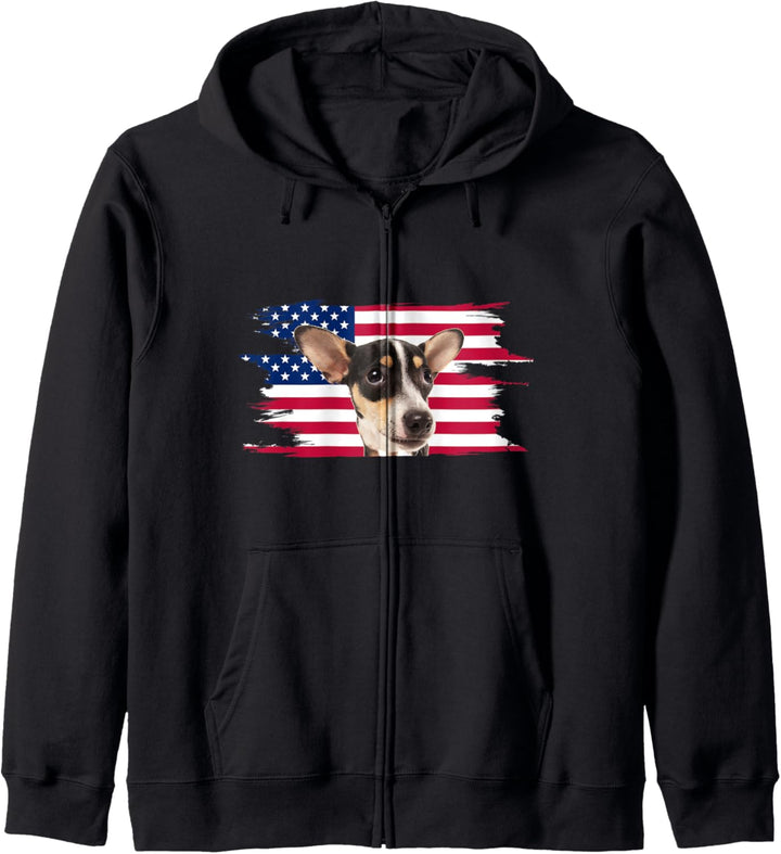 American Flag Dog Rat Terrier Kapuzenjacke