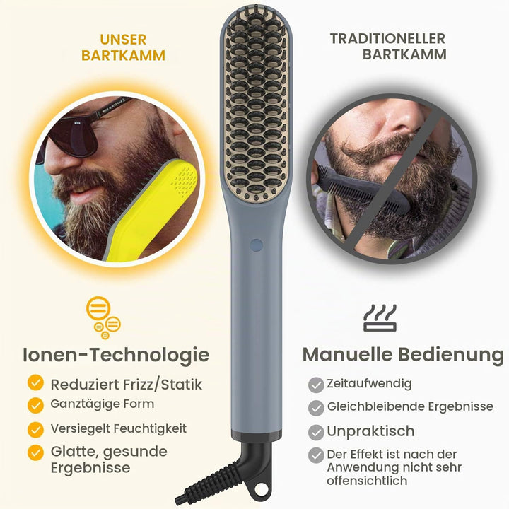 Bartglätter Kamm für Männer, Axceed 2-in1 Elektrischer Haarglätter, Prämie Ionischer Bürste 30s Schn