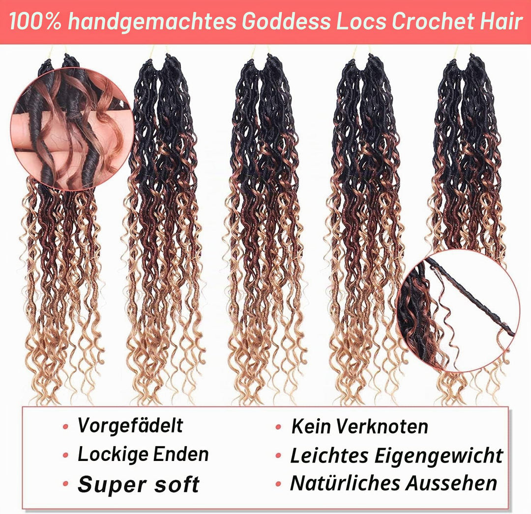 Xtrend 30Inch 8 Packs 3 Tones River Faux Locs Crochet Hair With Curly Hair In Middle And Ends 12Stra