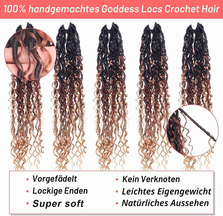 Xtrend 30Inch 8 Packs 3 Tones River Faux Locs Crochet Hair With Curly Hair In Middle And Ends 12Stra