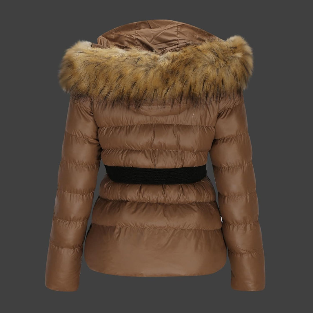 Damen Jacke Steppjacke Warme Winter Übergangsjacke Gesteppt Stepp Wintermantel mit Gürtel Daunenmant