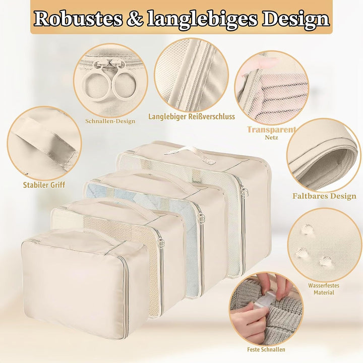 Koffer Organizer Set, 13 Stück Packing Cubes, Wasserdichte Kofferorganizer für Urlaub und Reisen, Tr