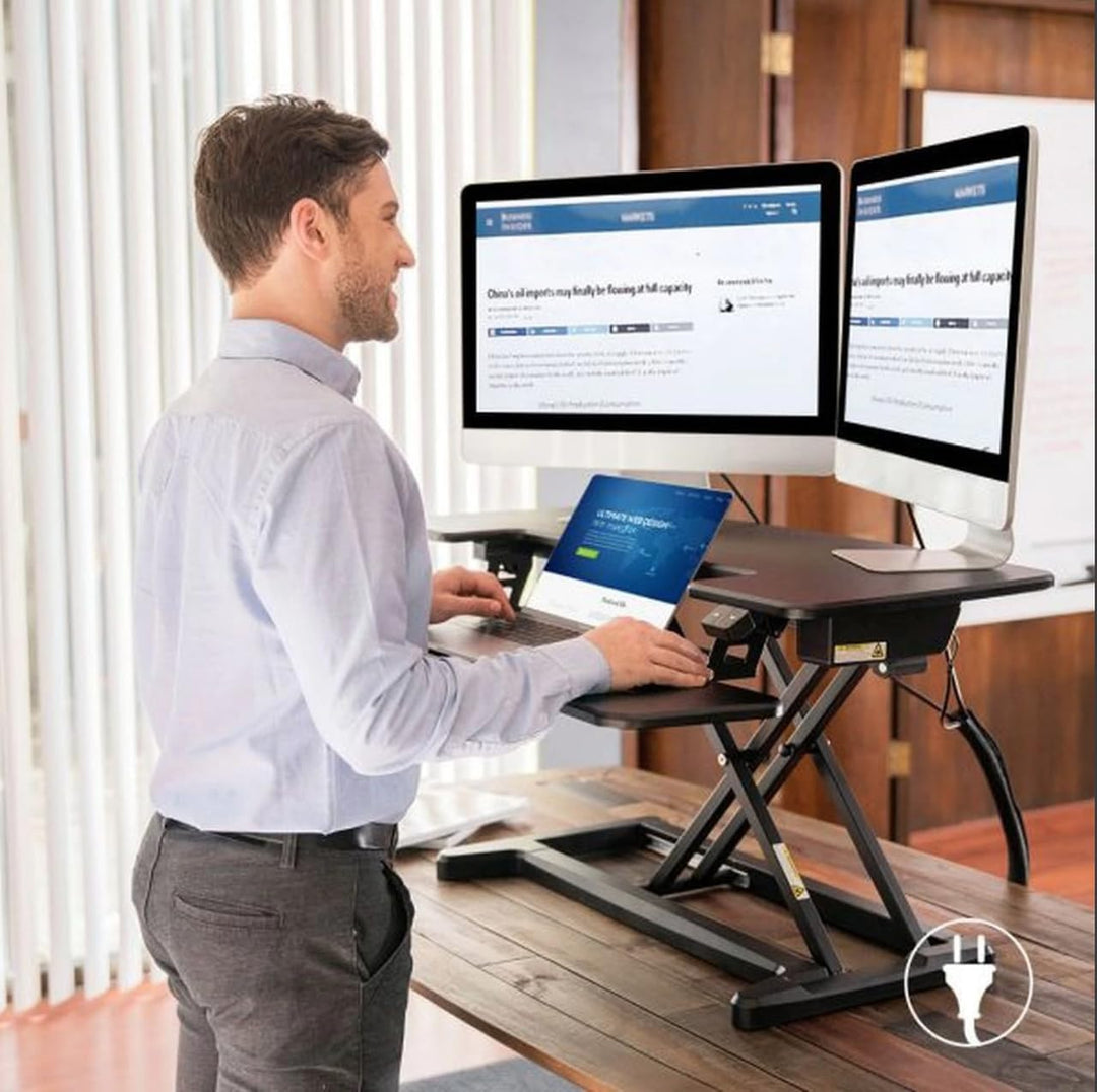 UPdesk Cross - Höhe 12-50,5 cm - Breite 41,5 x 88 cm - Schreibtisch Erhöhung - Höhenverstellbar - El