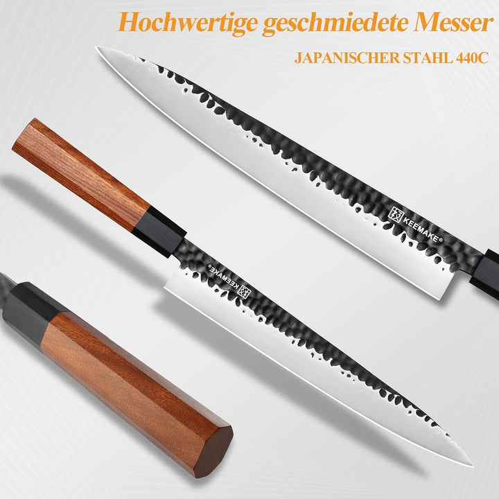 KEEMAKE Sashimi Sushi Messer, Japanisches Messer Fischmesser 25 cm Klinge aus hochwertigem Edelstahl