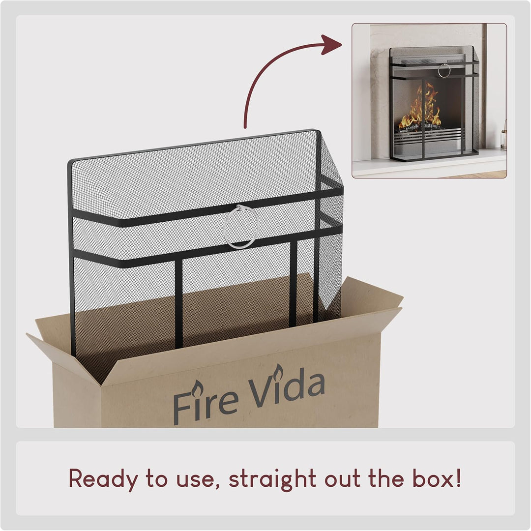 Fire Vida Feuerschutz, Metall, Schwarz/Chrom,