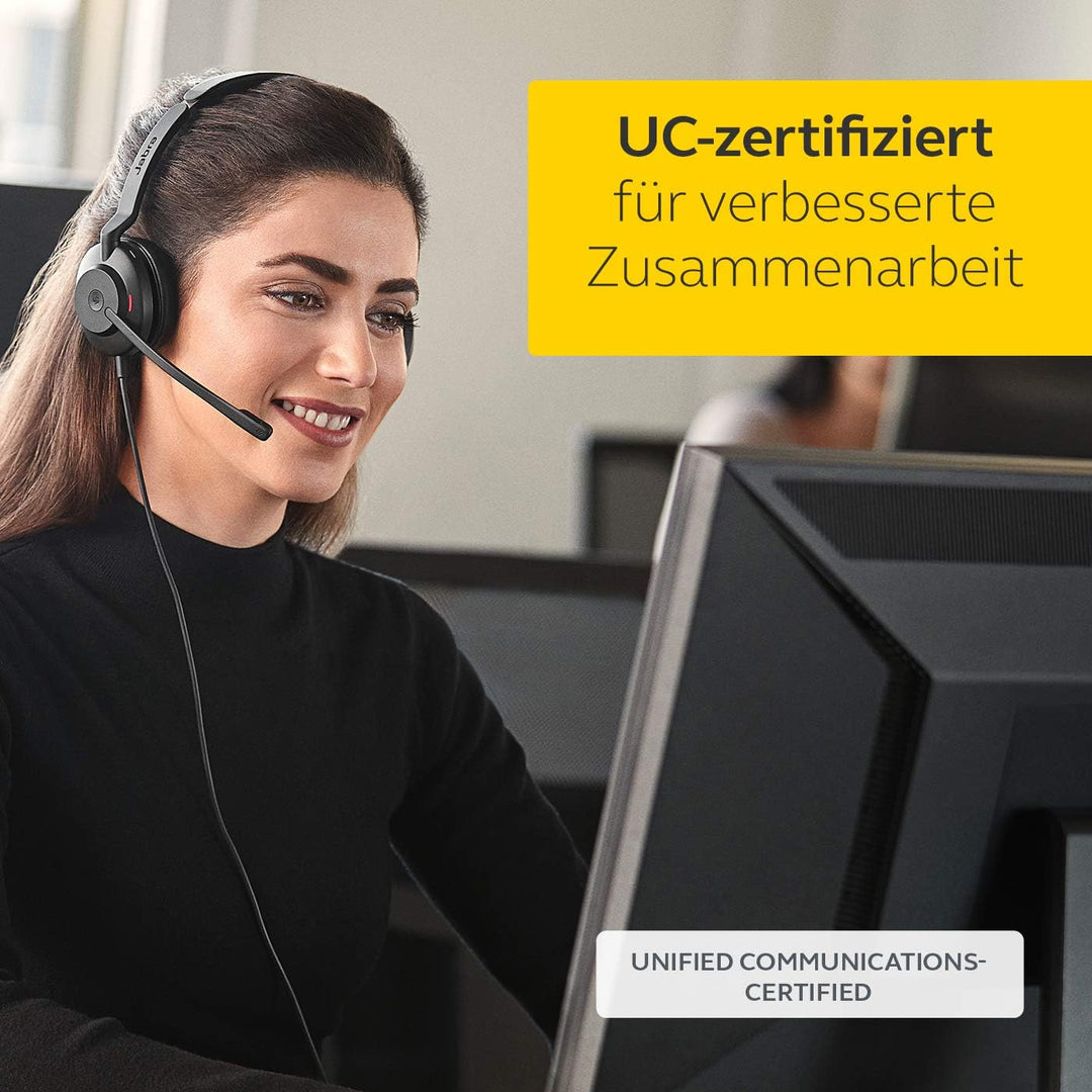 Jabra Evolve2 30 Headset – Stereo Kopfhörer mit Noise Cancelling – UC Zertifiziert – mit 2-Mikrofon