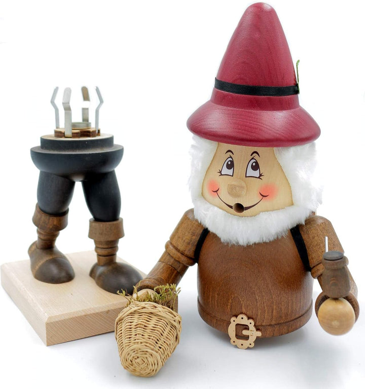 Kuhnert - Original Erzgebirgische Holzkunst Räuchermann Räucherfigur Wichtel 35cm - Holzsammler, Hol