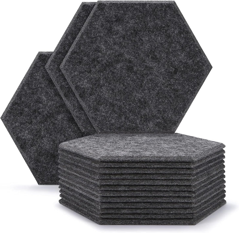 12 Packungen Akustische Absorptions-Paneels, AGPTEK 30 x 26 x 0,9 cm Hexagon Absorptionsplatten, Aku