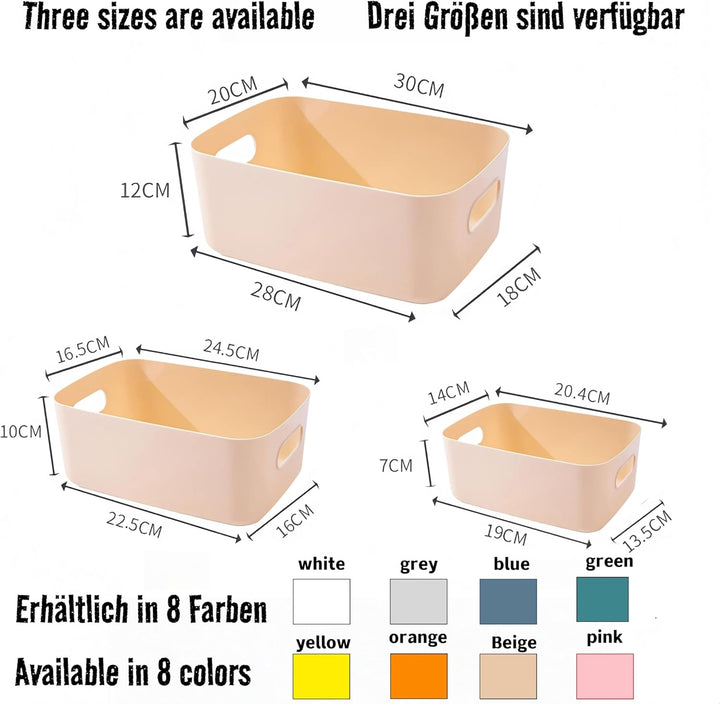 5 stück Aufbewahrungsbox Kunststoff Beige 25×18×10 cm, Aufbewahrungsboxen mit Griff,Boxen Aufbewahru
