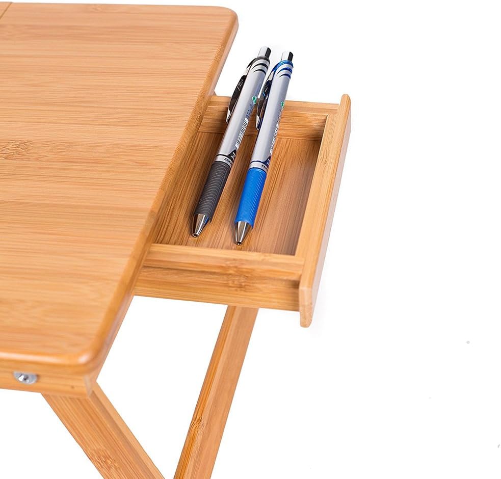 BAKAJI Laptoptisch aus Bambus HBT: 24 x 55 x 33 cm Beistelltisch mit praktischem Fach für Stifte ode
