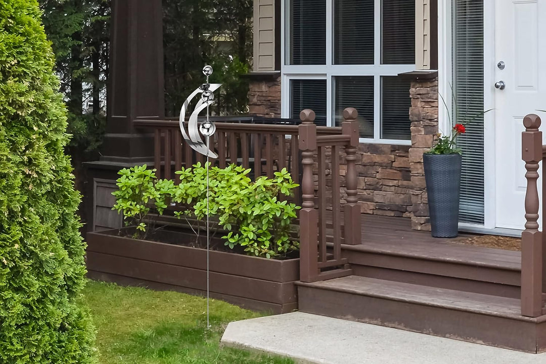 Kobolo Gartenstecker Dekostecker Wing aus Edelstahl Silber 136 cm - Aussenbereich