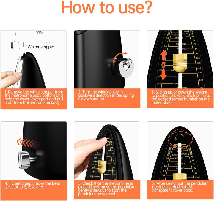 TERENCE Mechanisches Metronom für Klavier Gitarre Bass Violine Bass Metronom mit hoher Präzision Tra