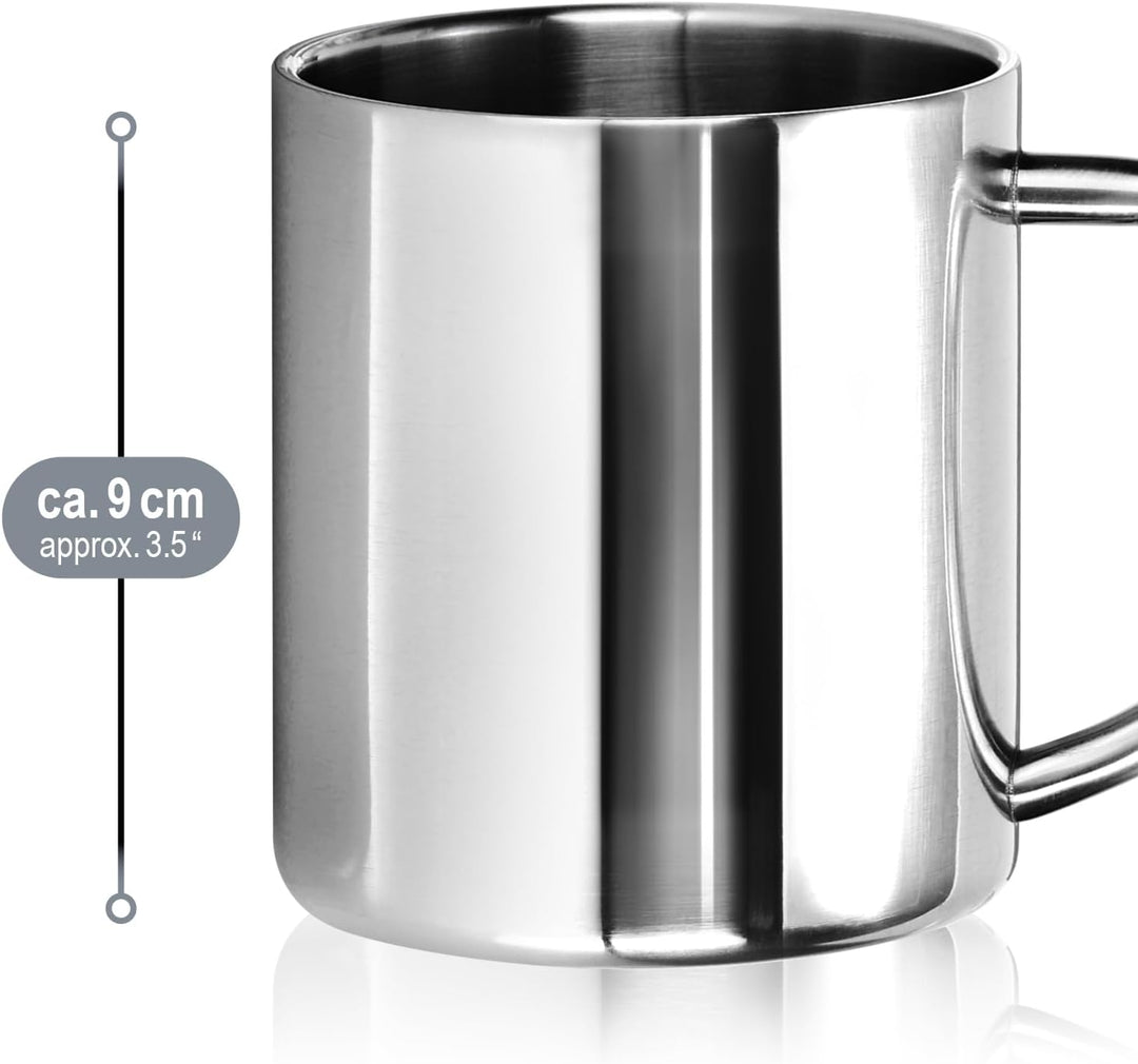 com-four® 2x Edelstahl Thermobecher - 300 ml je Becher - Isolierbecher doppelwandig - Kaffeetasse br