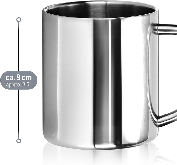 com-four® 2x Edelstahl Thermobecher - 300 ml je Becher - Isolierbecher doppelwandig - Kaffeetasse br