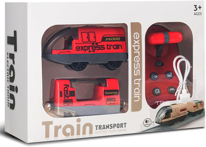 TOPLIVING Motorisierter Holzschienenzug, Ferngesteuerter Zug mit Magnetverbindung, Batteriebetrieben