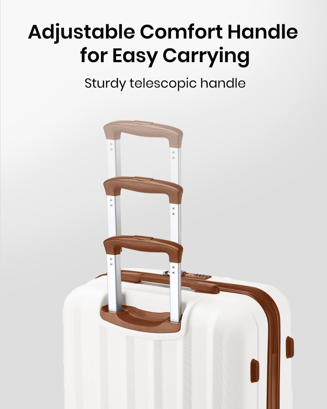 KONO Hartschale Gepäck Leichten ABS Reisekoffer Rollenkoffer 4 Rollen Cremeweiss L, Cremeweiss L