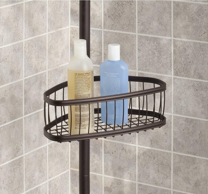 mDesign Teleskop Duschregal - ohne Bohren zu montierende Duschablage aus Metall - ideal für Shampoo,