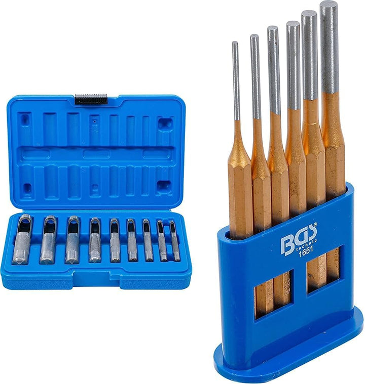 BGS 565 | Locheisen-Satz | 9-tlg. | 3-12 mm | inkl. Kunststoff-Koffer | Stanzeisen-Set + 1651 | Spli