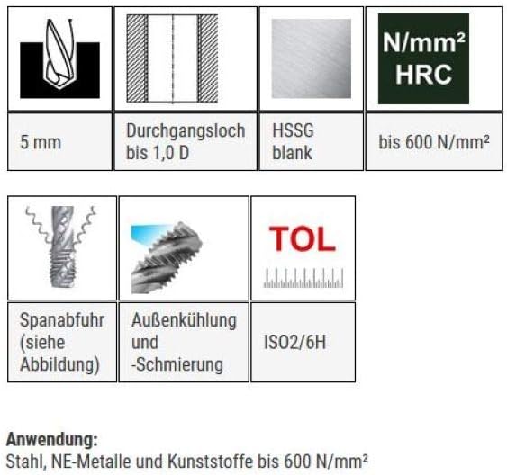 BAER HSSG Kombi-Bit-Gewindebohrer M 6 x 1,0 - Gewindeschneider metrisch - Gewinde schneiden - Akkusc