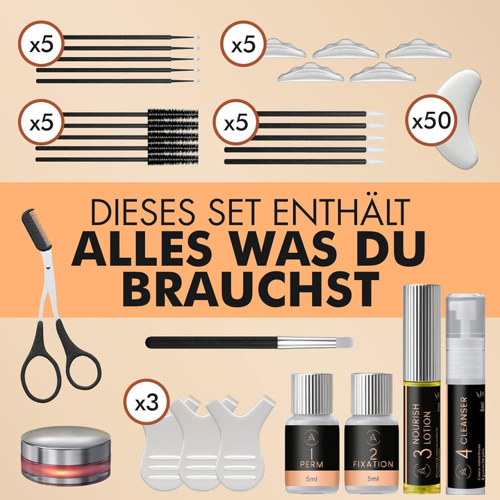 Augenbrauen Lifting Set, Brow Lifting Kit 6–8 Wochen, 15 Anwendungen, DIY Laminierung Set mit Anleit