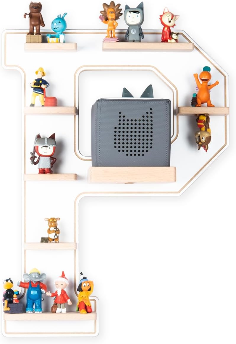 BOARTI das Original Kinder Regal Buchstabe P in Weiss - geeignet für die Toniebox und ca. 38 Figuren