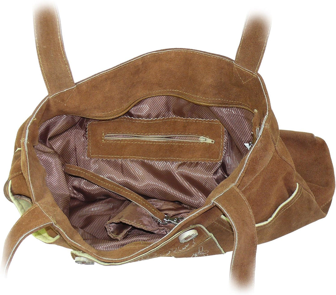 Harrys-Collection Grosse Umhängetasche aus echtem Leder im Hosenstyle Hellbraun, Hellbraun