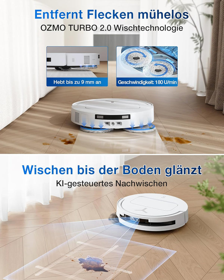 ECOVACS DEEBOT T50 PRO Omni Gen2 Saugroboter mit Wischfunktion, Ausfahrende Seitenbürste und Wischmo