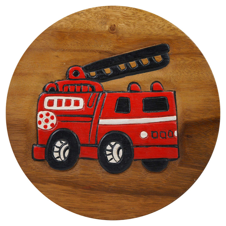 ART-CRAFT Vielseitiger Kinderhocker Holzhocker rund aus Massivholz Feuerwehr mit vielen Einsatz Mögl