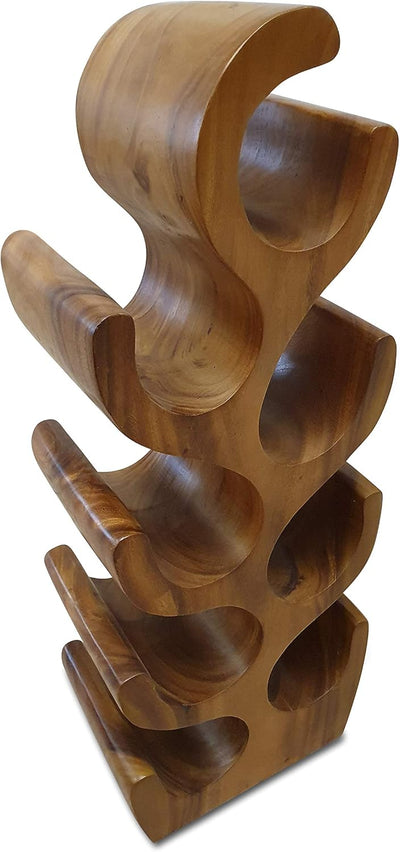 Kinaree Massivholz Weinregal für 8 Flaschen - 70cm freistehendes Flaschenregal in Baum Form aus eine