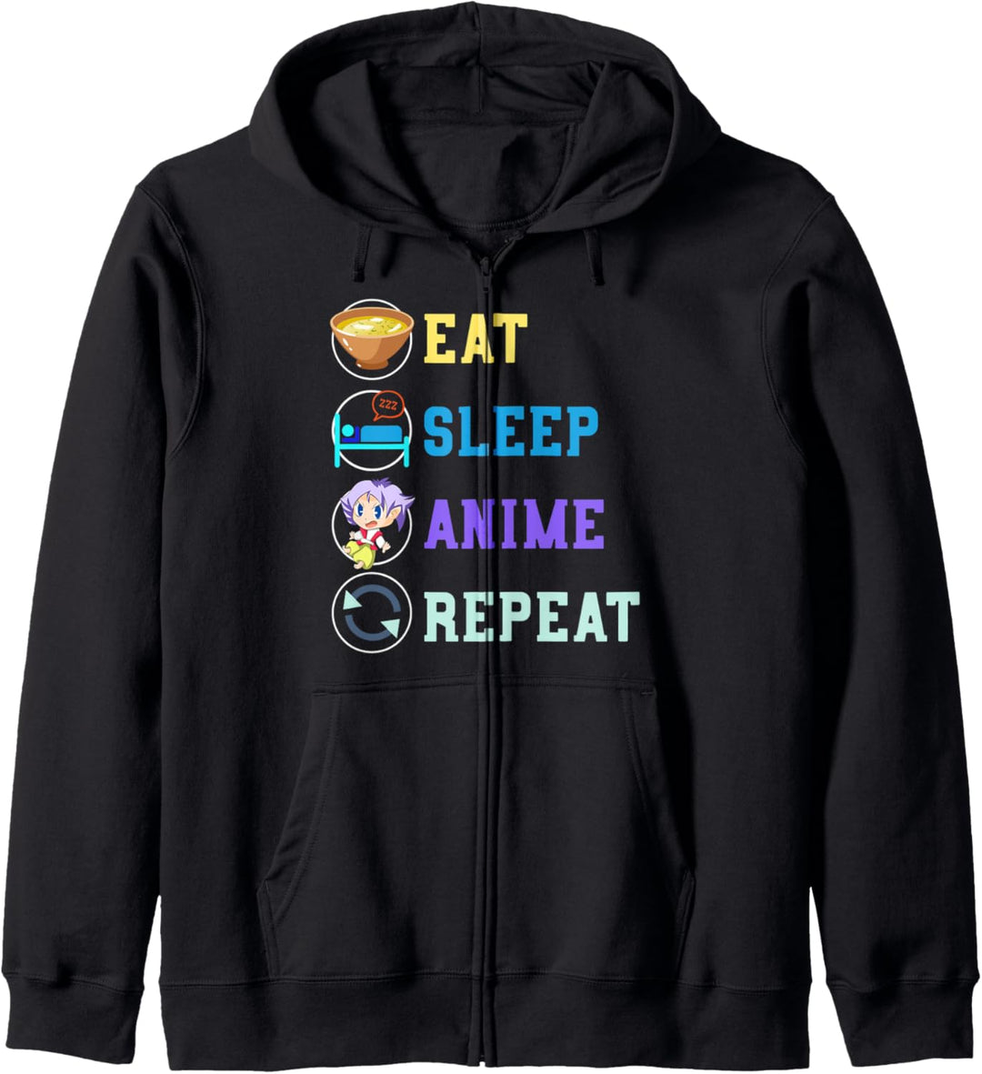 Essen Schlafen Anime Wiederholen Ramen Nudeln Anime Kapuzenjacke
