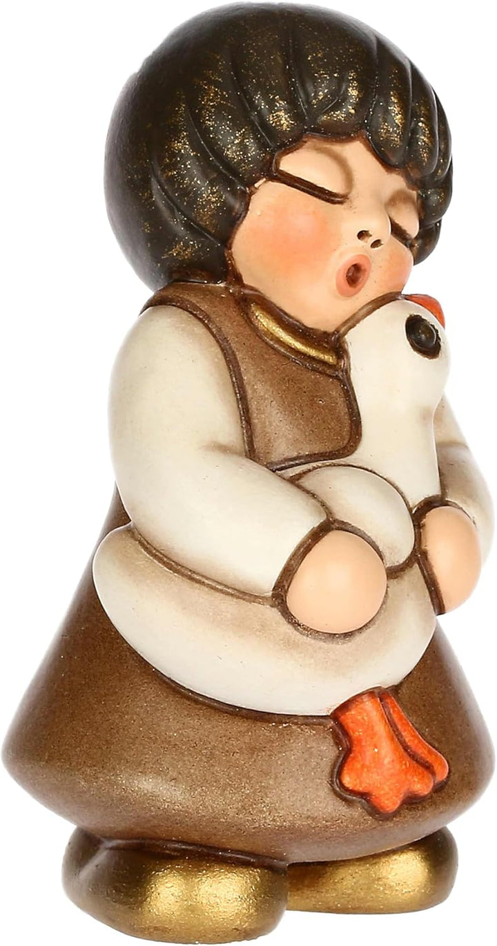 THUN, Mädchen mit Gans aus hochwertiger Keramik, Kollektion Klassische Krippe, Weihnachtskrippenfigu