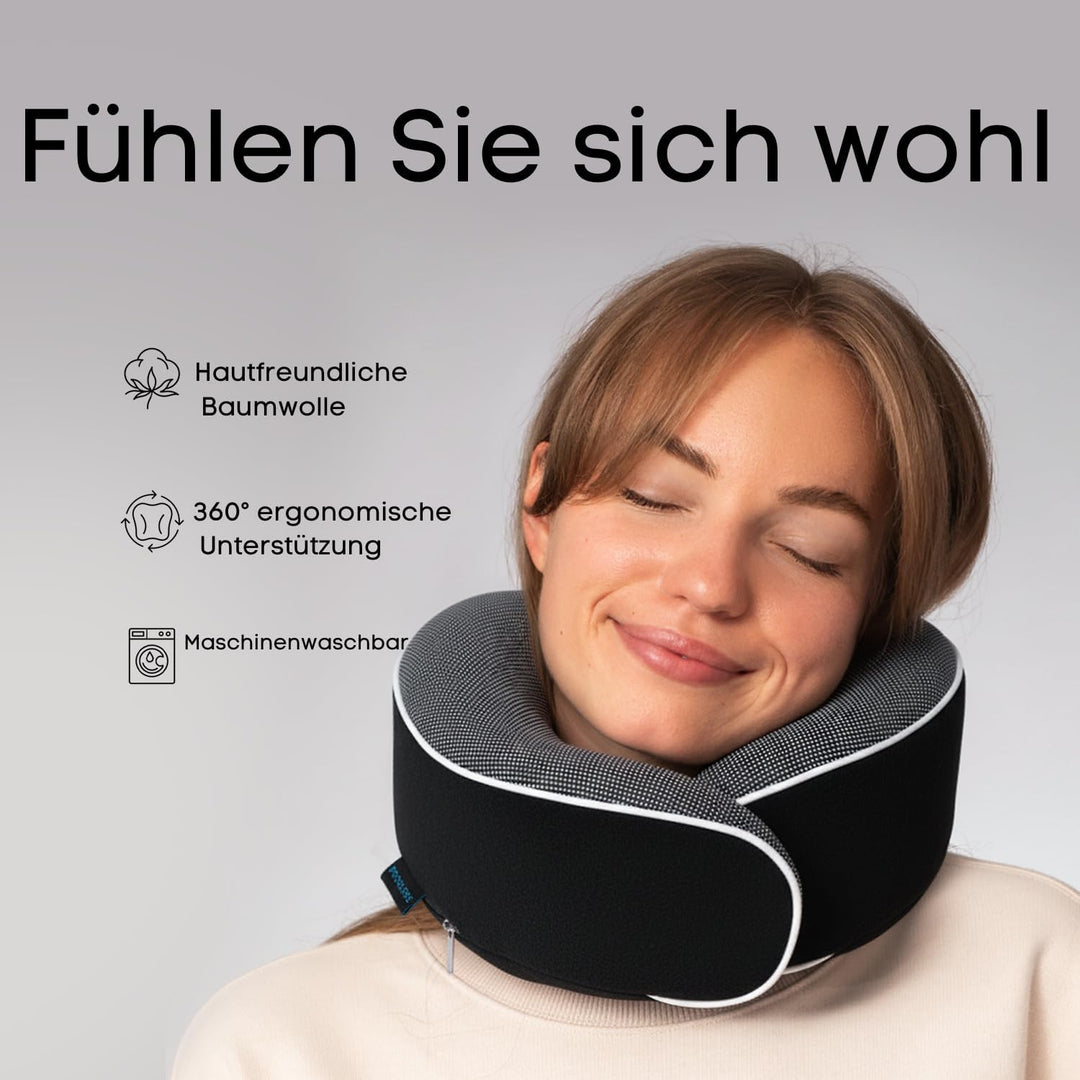 Proglobe Nackenkissen Flugzeug, Reisekissen 100% Memory Foam, Orthopädisches Nackenhörnchen, Ideal f