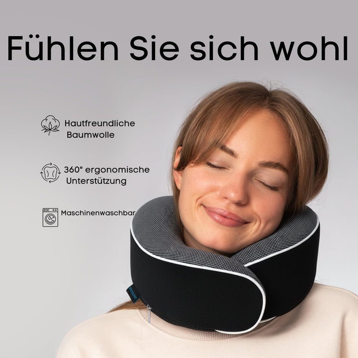 Proglobe Nackenkissen Flugzeug, Reisekissen 100% Memory Foam, Orthopädisches Nackenhörnchen, Ideal f