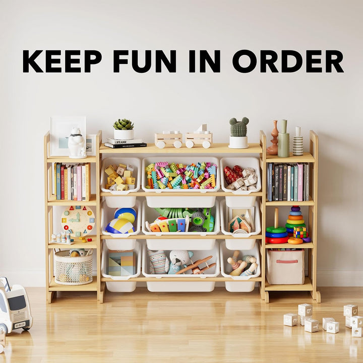 SpaceAid Grosser Spielzeug-Organizer, 9 Regale, 9 Behälter, Spielzeug-Organizer, Bücherregal, Kinder