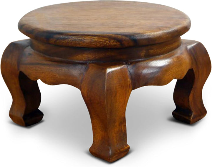 livasia Runder Opiumtisch, Beistelltisch aus Massivholz, Couchtisch, Nachttisch Braun 40cm, Braun 40