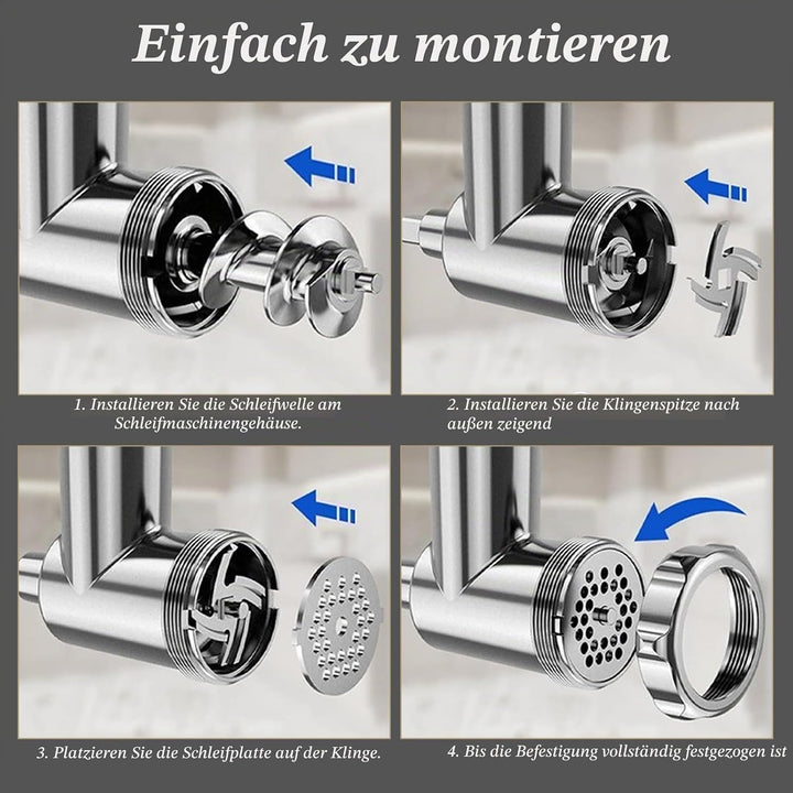 Fleischwolf Elektrisch, 3 in 1 Elektrischer Fleischwolf mit 3 Platten, Wurstfüller und Kubbe Kit, Ha