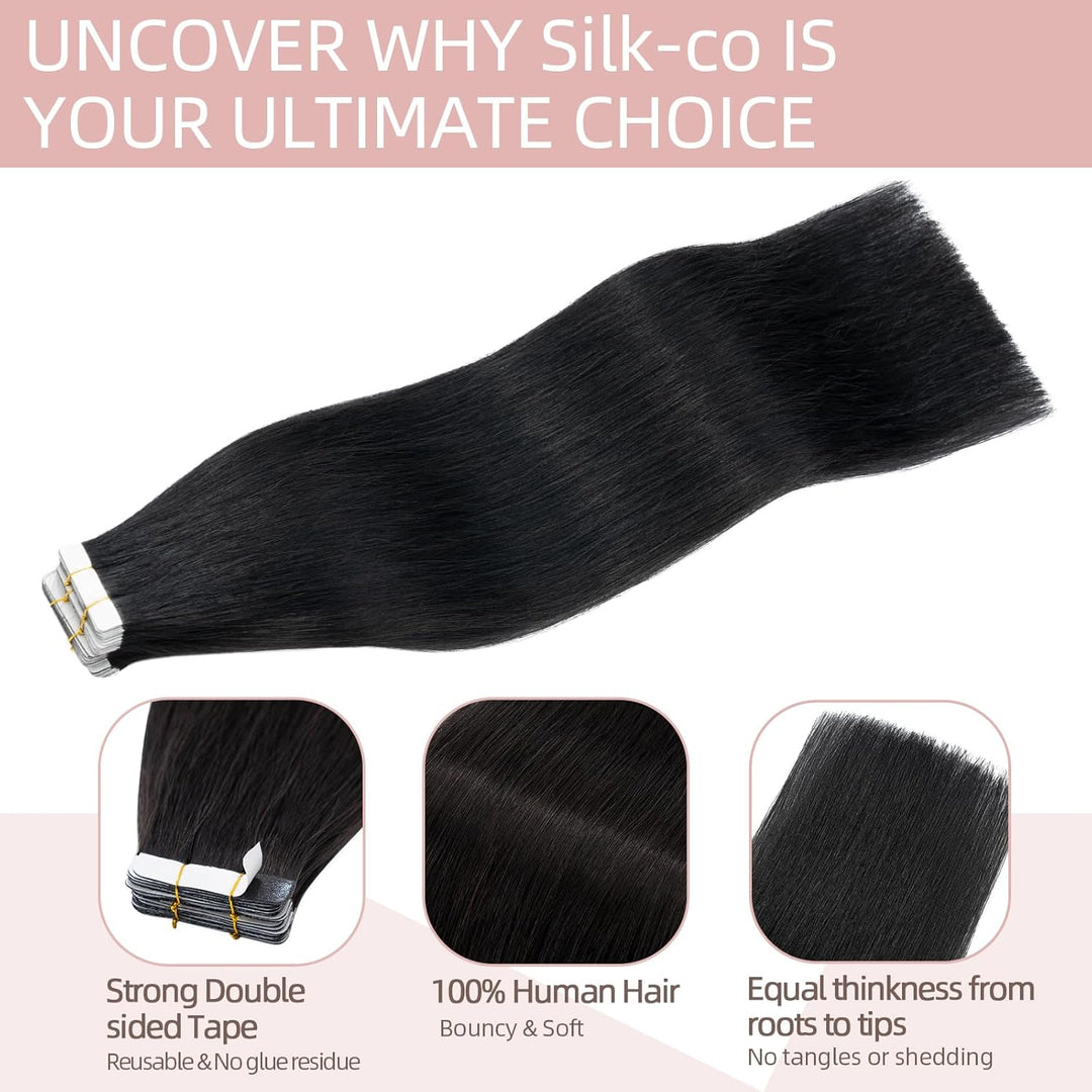 Tape Extensions Echthaar 10stk, Remy Tape in Extensions Haarverlängerung, Skin Weft Echthaar Haarext
