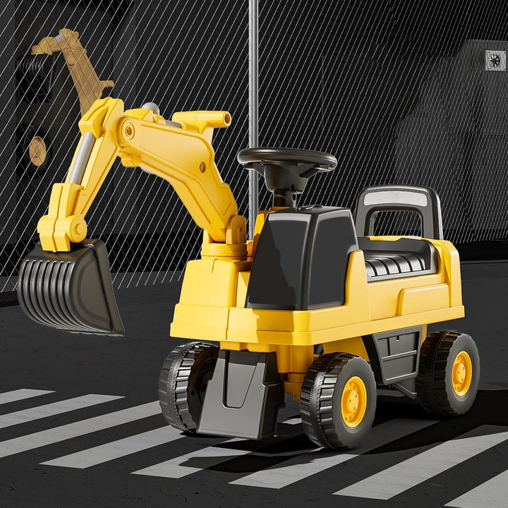 Bagger zum draufsitzen, Sitzbagger mit beweglicher Schaufel, Rutschauto mit Staufach, Aufsitzbagger