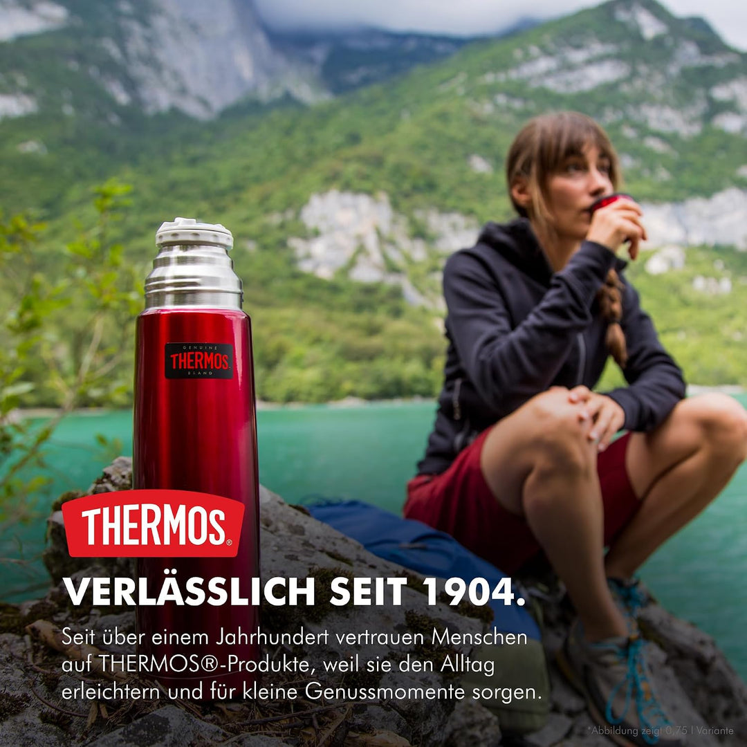 THERMOS LIGHT &amp; COMPACT BEVERAGE BOTTLE 1l, cranberry red, Thermosflasche Edelstahl, Isolierflasche