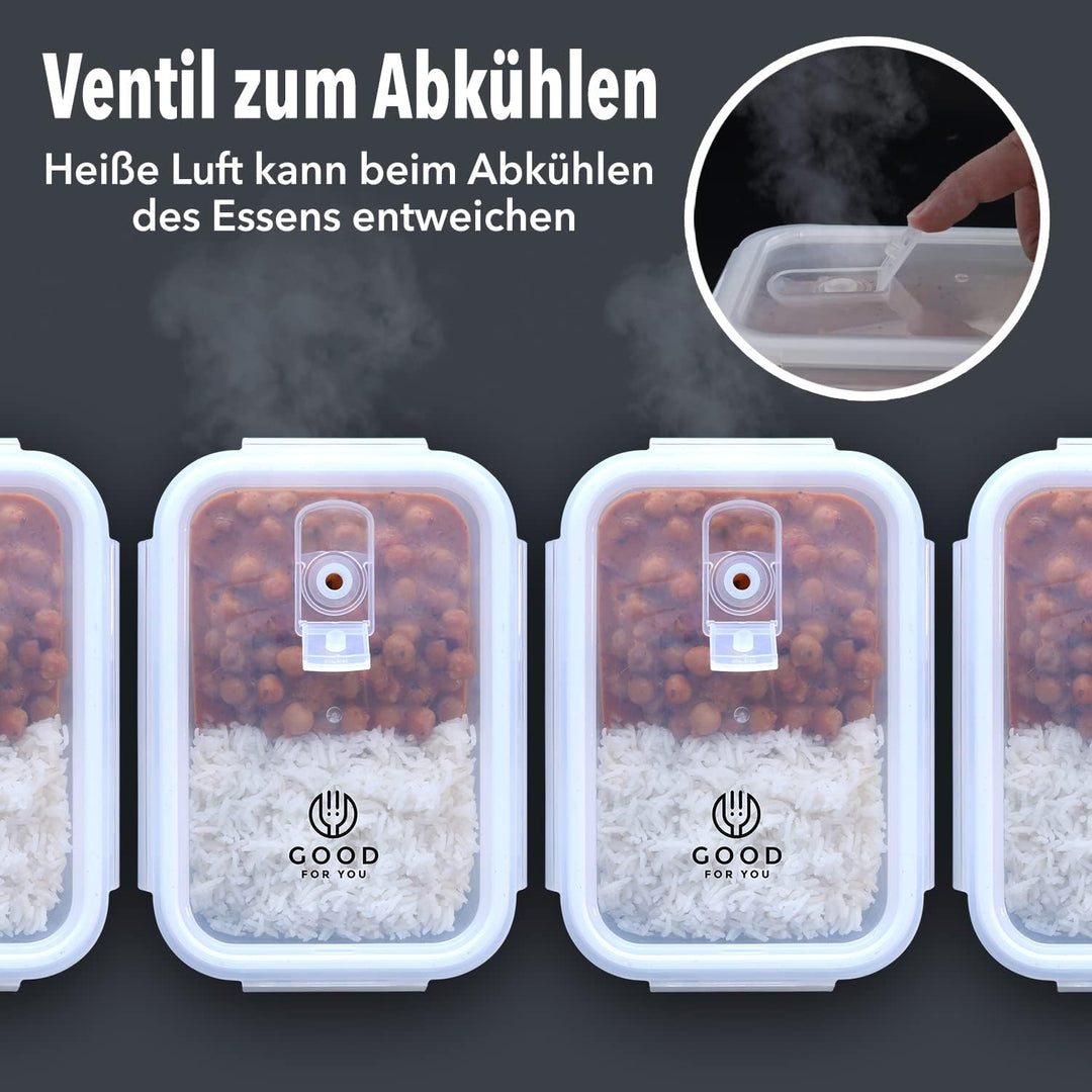 GOOD FOR YOU 5er PACK Glasmehl-Vorbereitungsbehälter - Glas-Lagerbehälter mit Deckel - Geschirrspüle