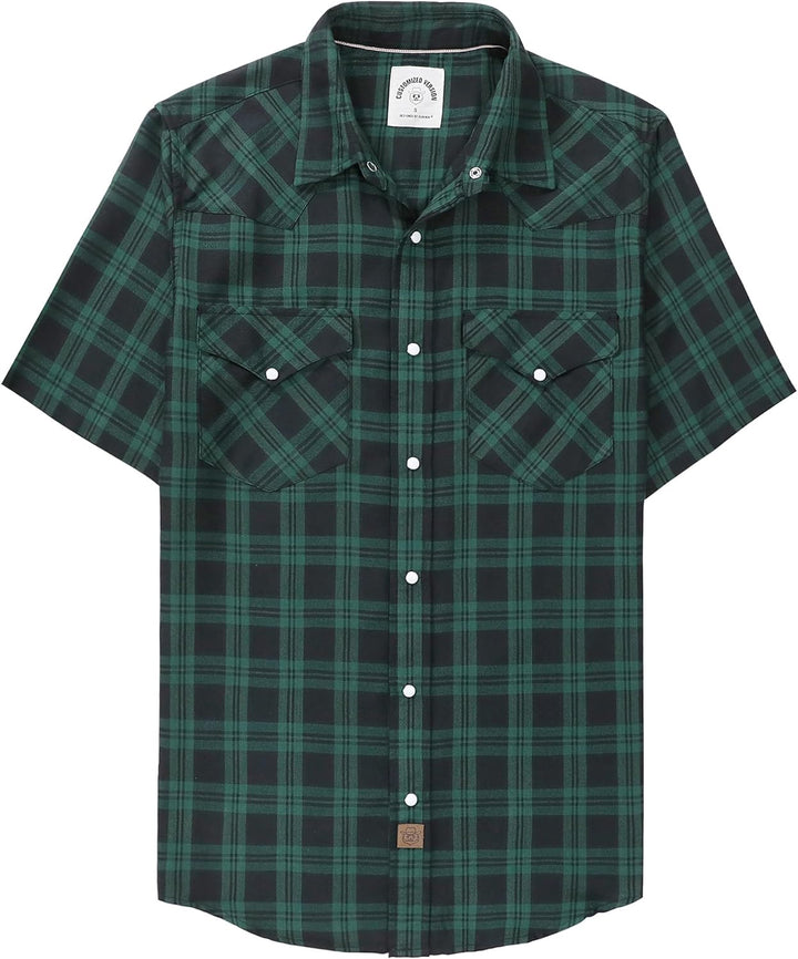 Dubinik® Bambusfaser Kurzarmhemd Herren Freizeithemden Für Herren Druckknöpfe Cowboy Vintage Western