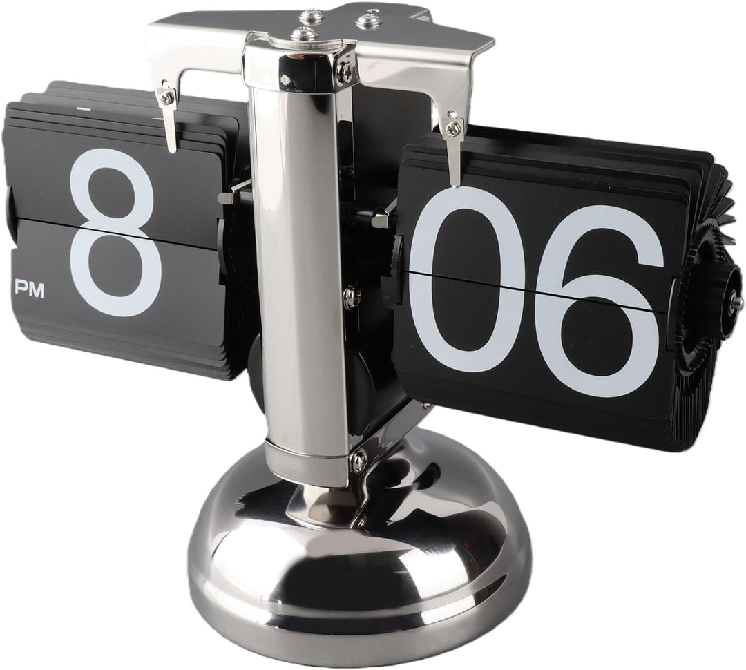 Cocoarm Digitale Flip-Down-Uhr, Retro minimalistische mechanische Auto-Flip-Uhr, Edelstahl, grosse Z