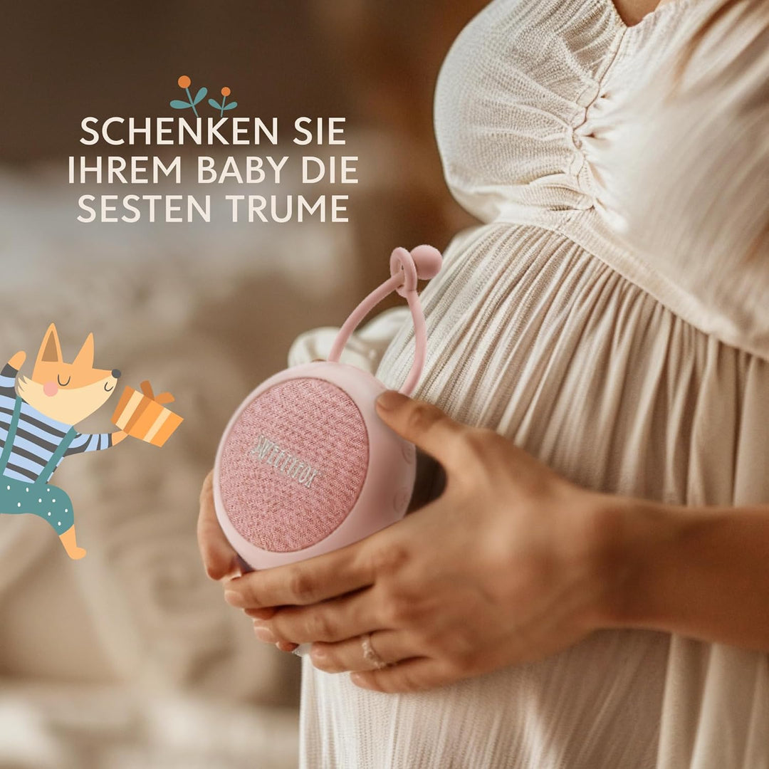 Sweety Fox White Noise Machine Baby - Rosa - Einschlafhilfe Babys, Wiegenlied Baby, Nachtlicht und W