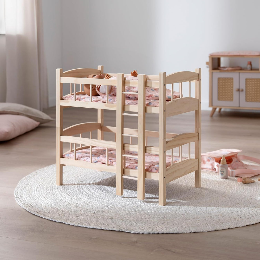 howa Puppenbett Etagenbett Holz „miniflowers“ Puppenmöbel inkl. 2× Bettzeug, für Puppen bis 50cm gee