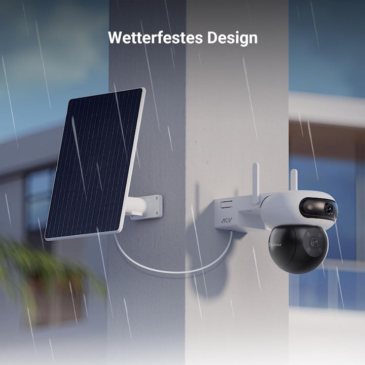 EZVIZ 4G Überwachungskamera Aussen Solar mit 10400mAh Akku, 4MP+4MP Dual-lens, 360° PTZ Auto-Track,