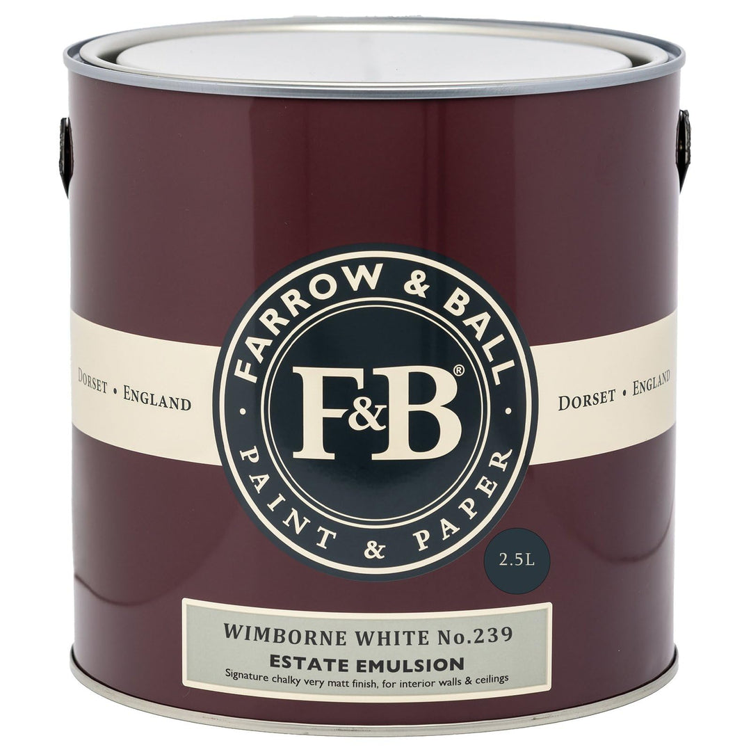 Farrow & Ball Estate Emulsion Farbe 2.5 Liter Wimborne White 239 Matt, Wimborne White 239
