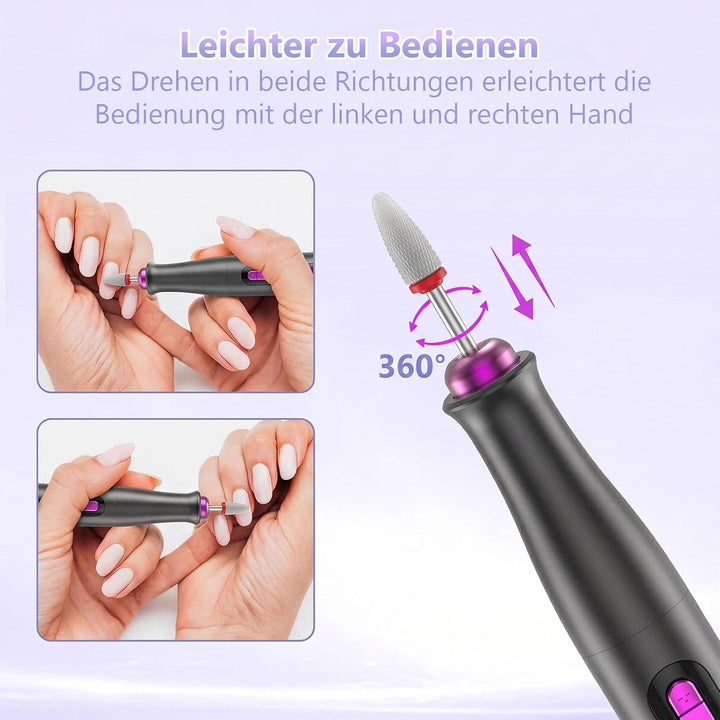 POFIBO Nagelfräser Kabellose 35000 U/Min - Professioneller Nail Drill für Gelnägel und Acrylnägel, E